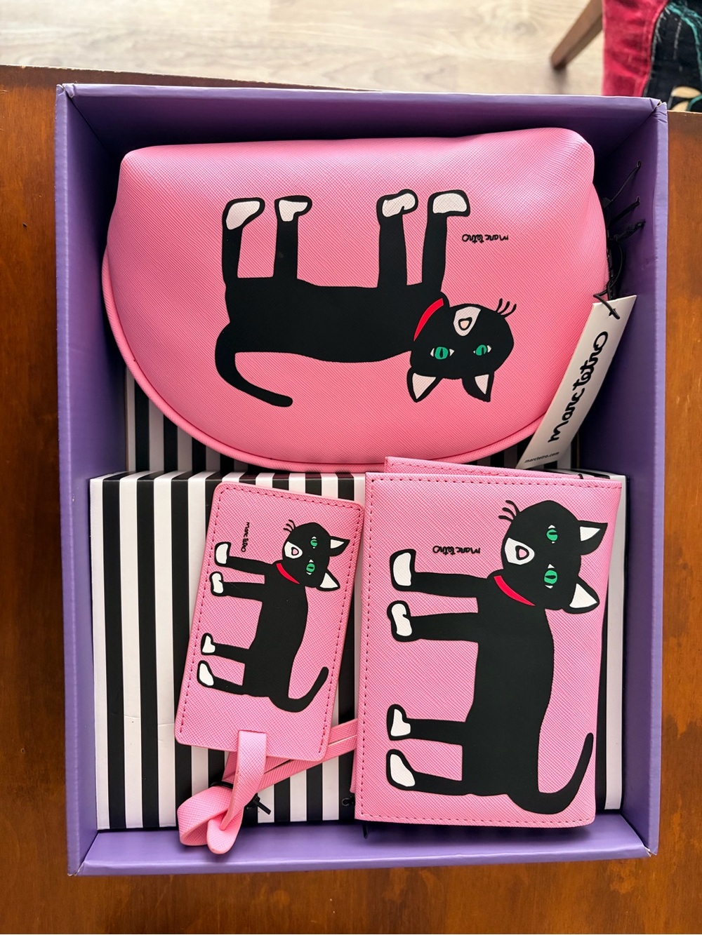 Pink Cat Travel Accessory Set — Cute Luggage Essentials